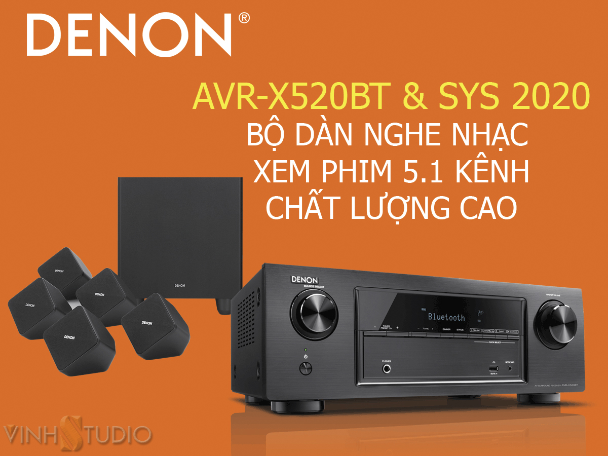 Bộ dàn 5.1 Denon AVR-X520BT và Loa Denon Sys 2020 giá cực tốt