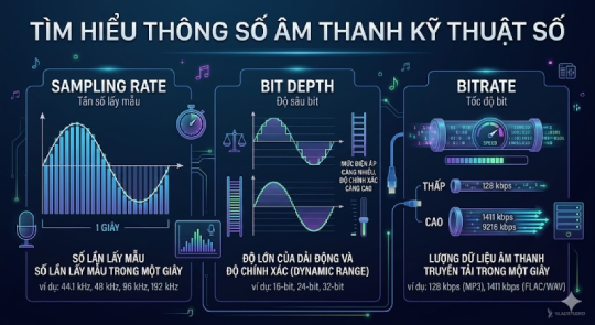 Ý nghĩa các thuộc tính cơ bản của một bản nhạc kỹ thuật số (sampling rate, bitrate, BitDepth)