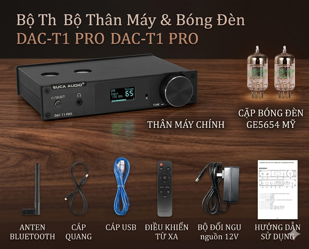 Phụ kiện kèm theo DAC đèn Suca T1 Pro 
