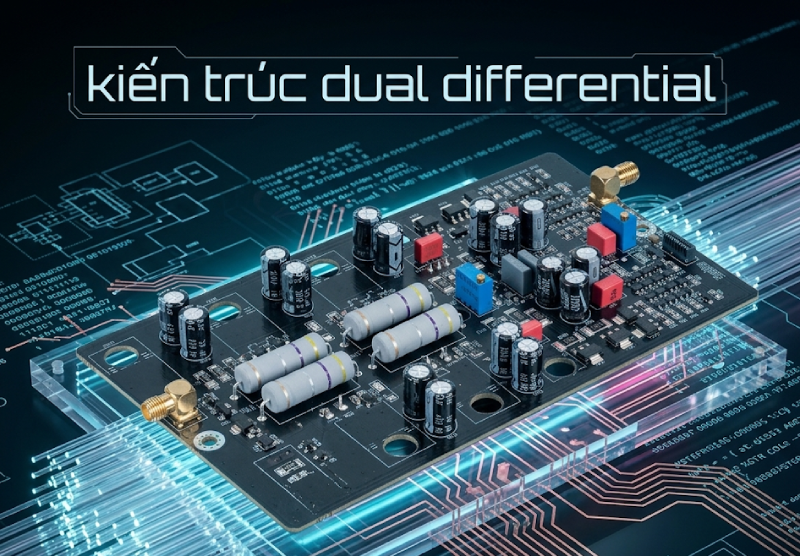 kiến trúc differential cân bằng trên mạch ampli Eversolo AMP-F8