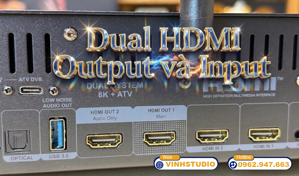  Dual HDMI Output và Input trên Dune Duo Cinema 8K 