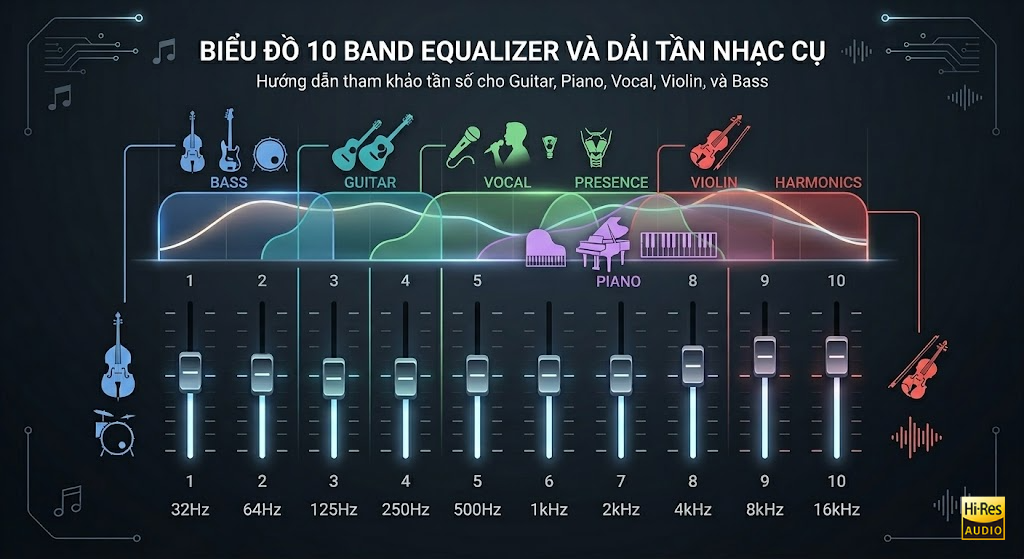 Chỉnh Equalizer sao cho các nhạc cụ phát ra âm thanh hay