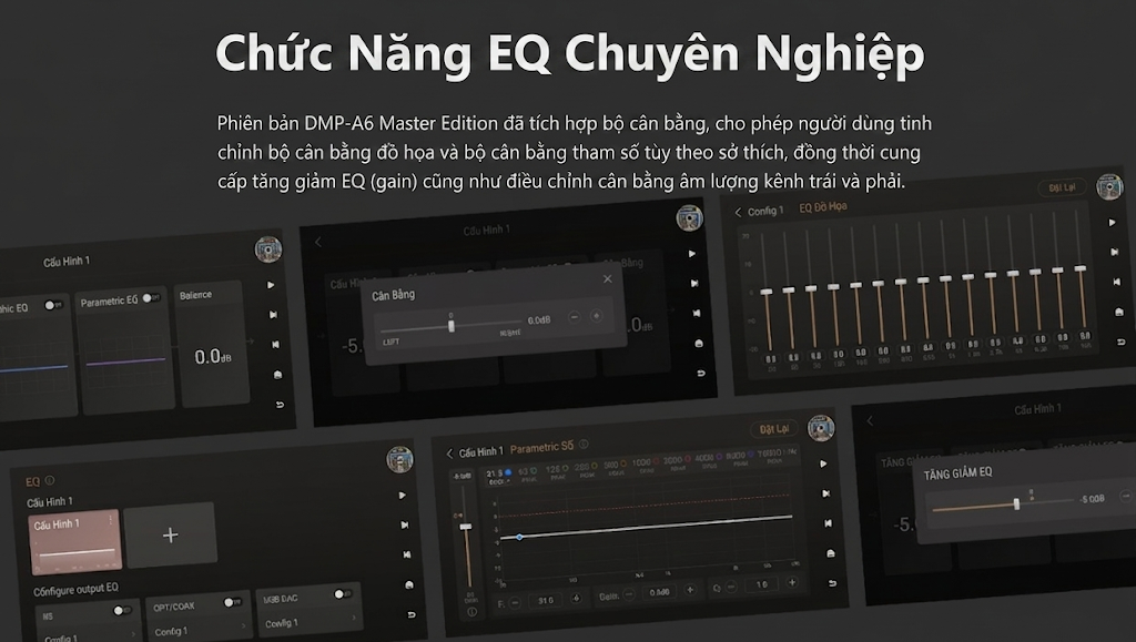 Equalizer được tích hợp trên ứng dụng chỉnh âm thanh của Eversolo DMP Series