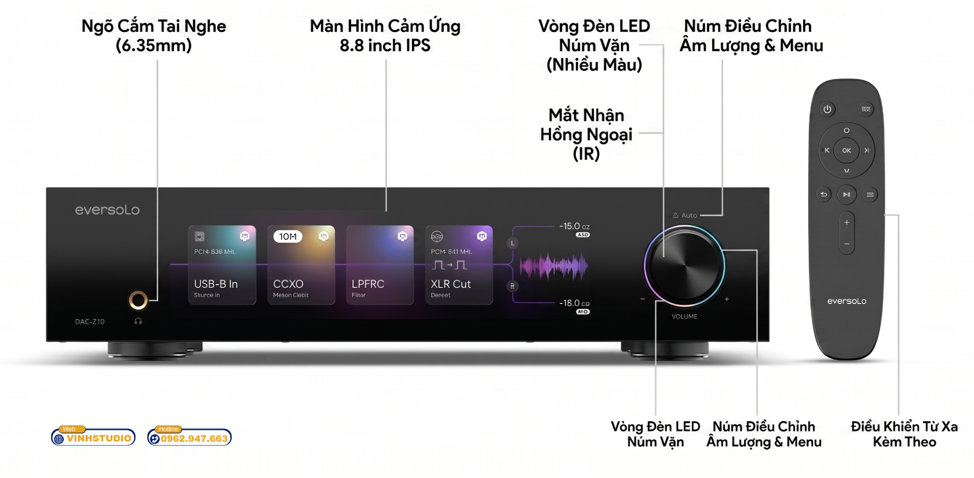 mặt trước thiết kế của Eversolo DAC Z10