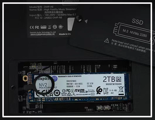 Khay cắm ổ cứng SSD chuẩn M2 của Eversolo DMP-A6