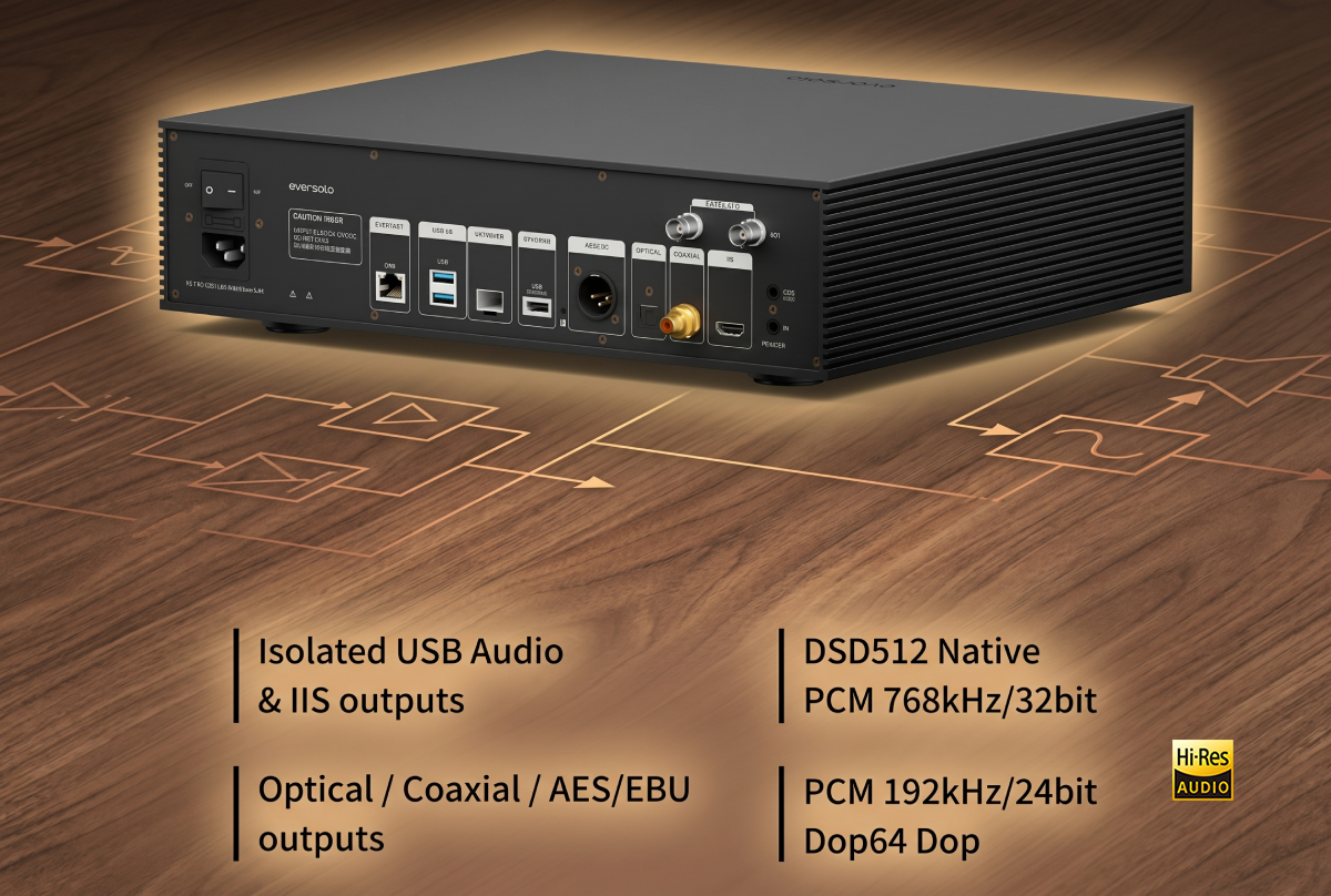 Thiết kế cách ly điện của Eversolo T10 Streaming Transport Thiết kế cách ly điện của Eversolo T10 Streaming Transport