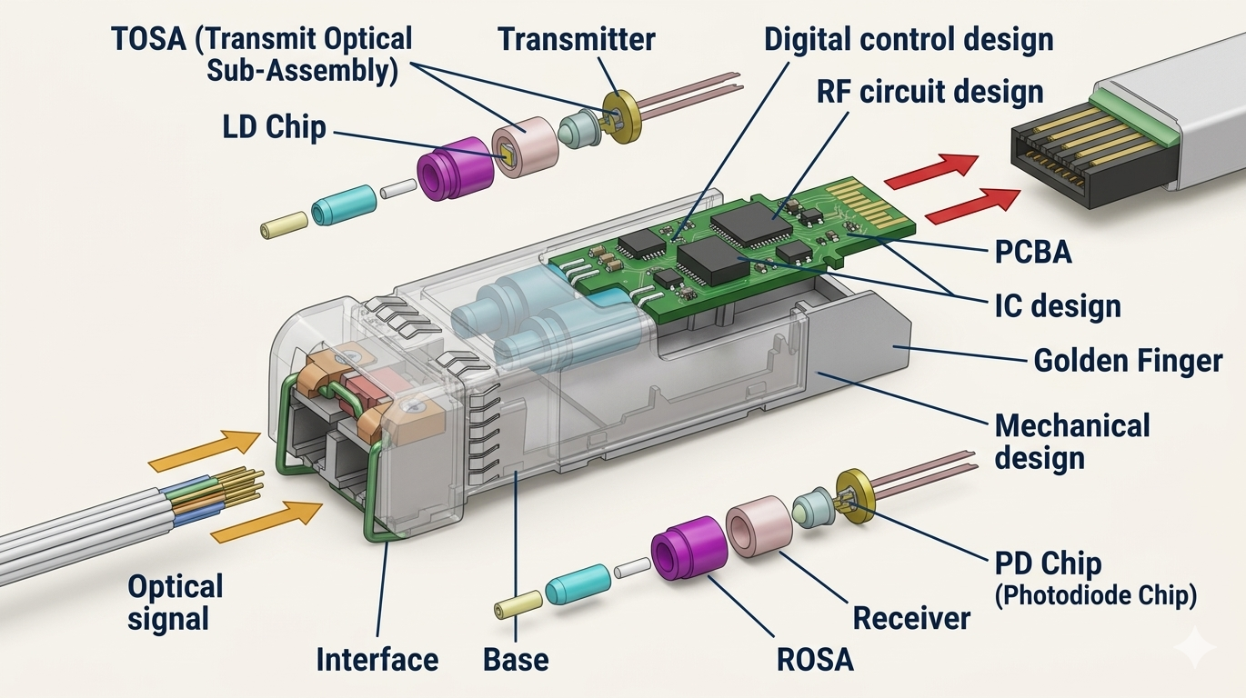 Cấu tạo chi tiết của 1 Module SFP Fiber 