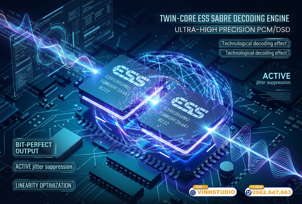 chip giải mã DAC ESS ES9039 pro được tích hợp trên đầu phát Streamer Eversolo 