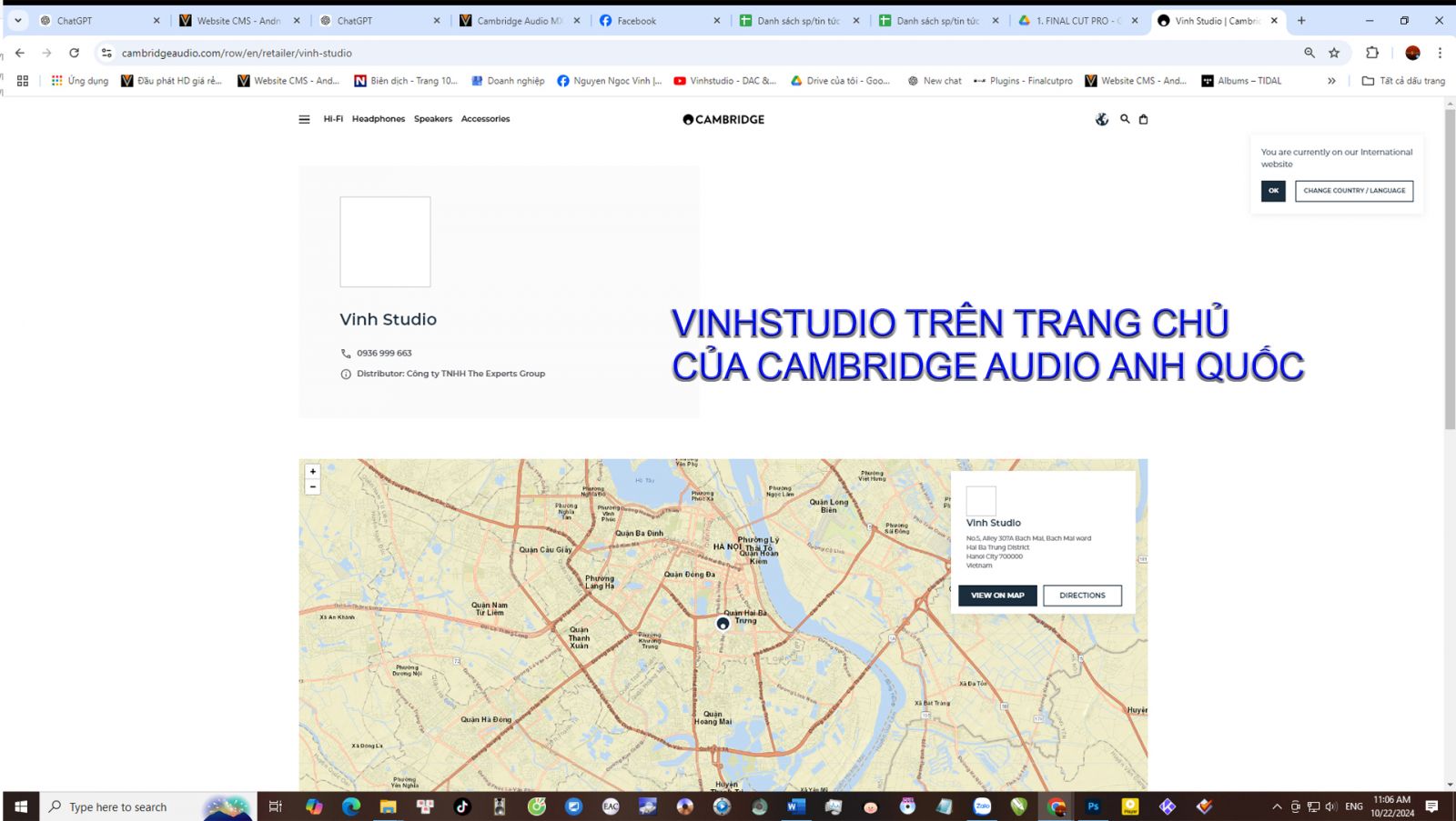 chứng nhận đại lý chính hãng Cambridge Audio của Vinhstudio   