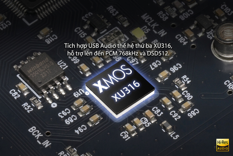 Chip XMOS XU316 trên Gustard Audalytic DR70 