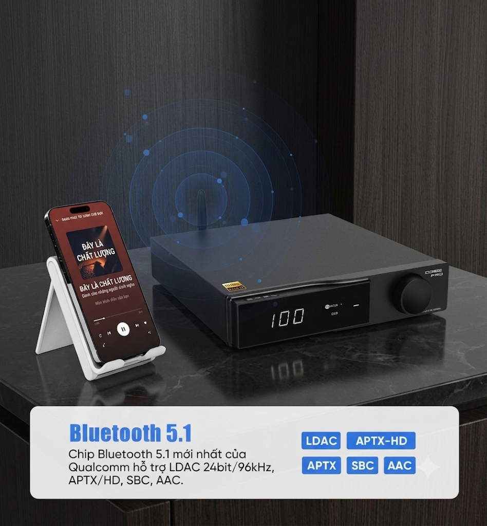 dac smsl Do100 Pro phát nhạc qua Bluetooth 5.1