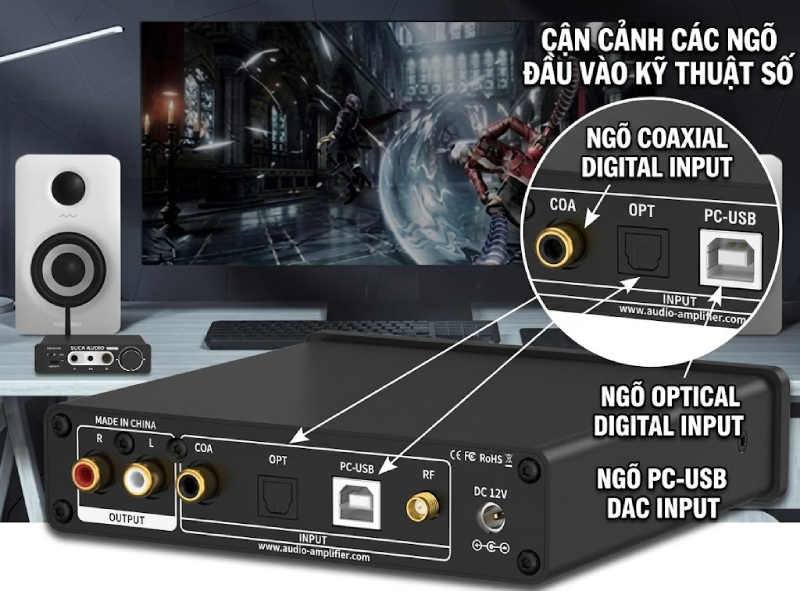 3 ngõ vào số của Suca Audio Q5 plus 