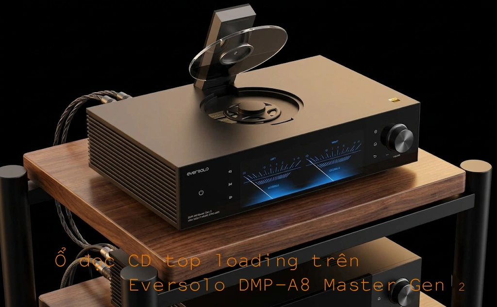 Ổ đọc CD top loading trên Eversolo DMP-A8 Master Gen 2 đang mở nắp