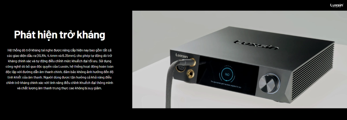 Luxsin X8 tự động nhận diện trở kháng tai nghe và chọn mức gain phù hợp
