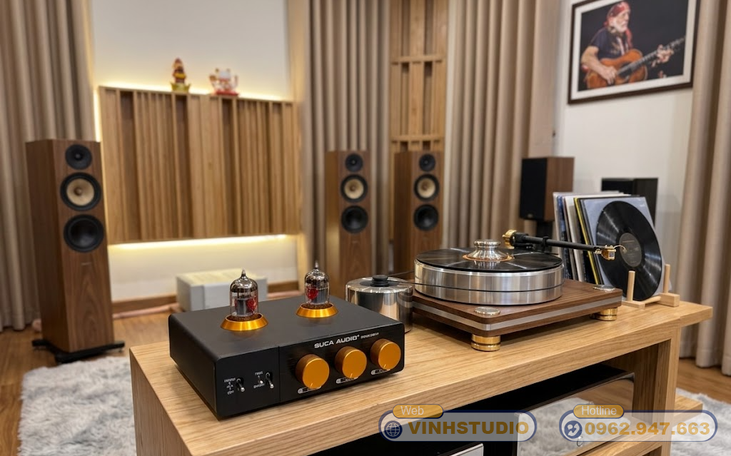 Kết nối Pre-Amp Đèn Suca Audio Phono Box P7 với đầu đĩa than 