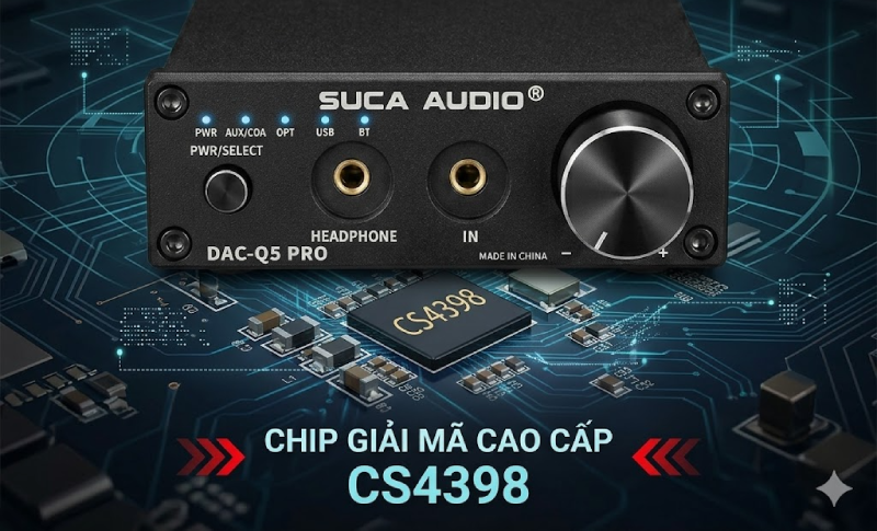 Suca Audio DAC Q5 Pro sử dụng Chip DAC Cirrus Logic CS4398