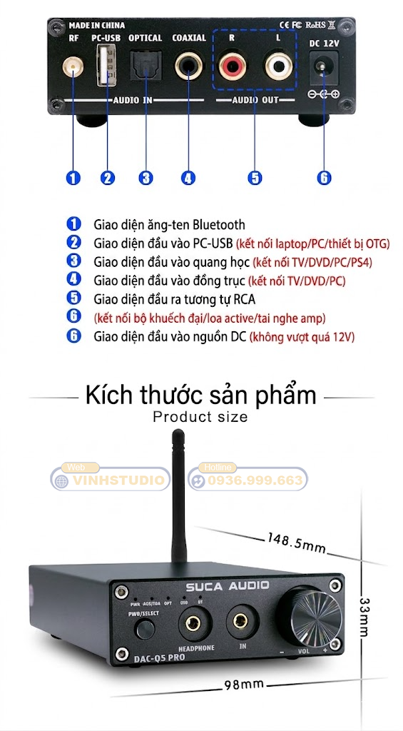 thiết kế và Ngoại hình của Suca Audio DAC Q5 Pro