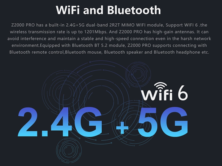 kết nối không dây wifi và bluetooth với Zidoo Z2000 Pro 