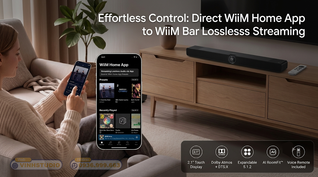 App Wiim Home cho phép Sounbar Wiim Bar phát nhạc lossless